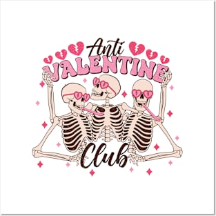 "Anti Valentine Club" Funny Skeletons Posters and Art